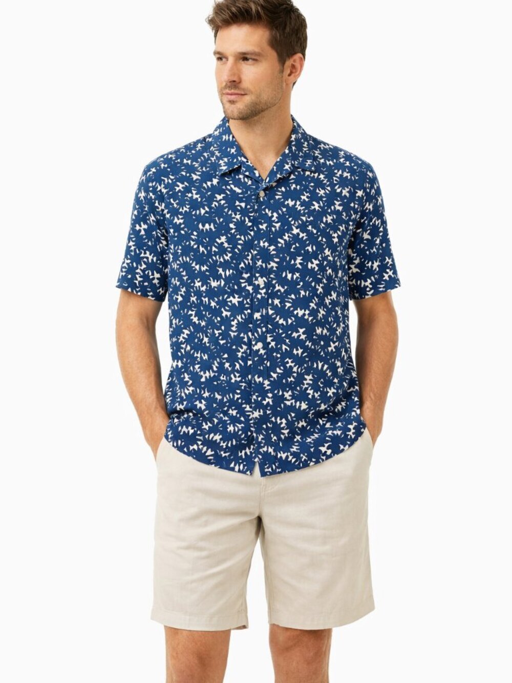 Michael Kors 100% Linen Abstract Floral Men's Camp Shirt Short Sleeve XL - Picture 8 of 8